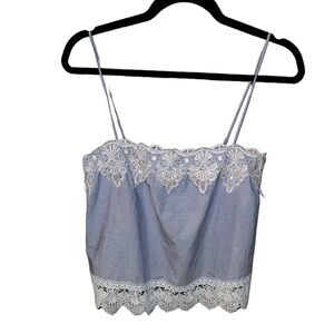 Express Blue Lace Trim Tank Top XS